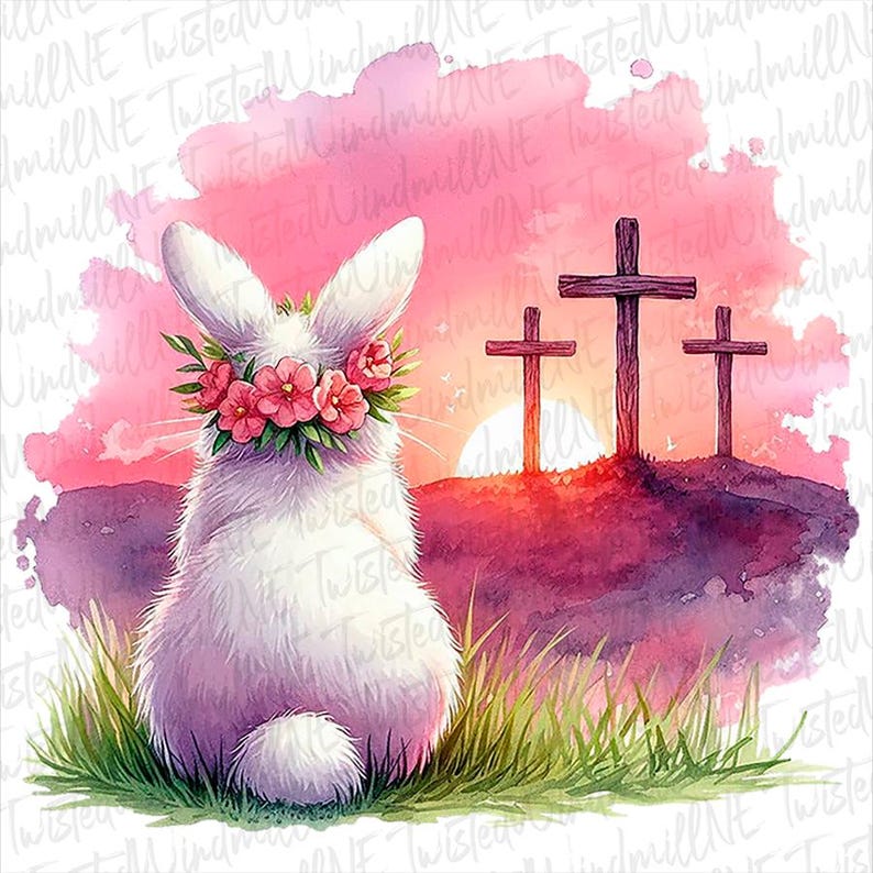 Bunny With Crosses Easter PNG - Christian Digital File for Sublimation ...