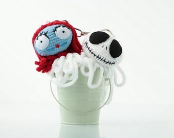 The Nightmare Before Christmas Jack Skellington & Sally crochet key chains
