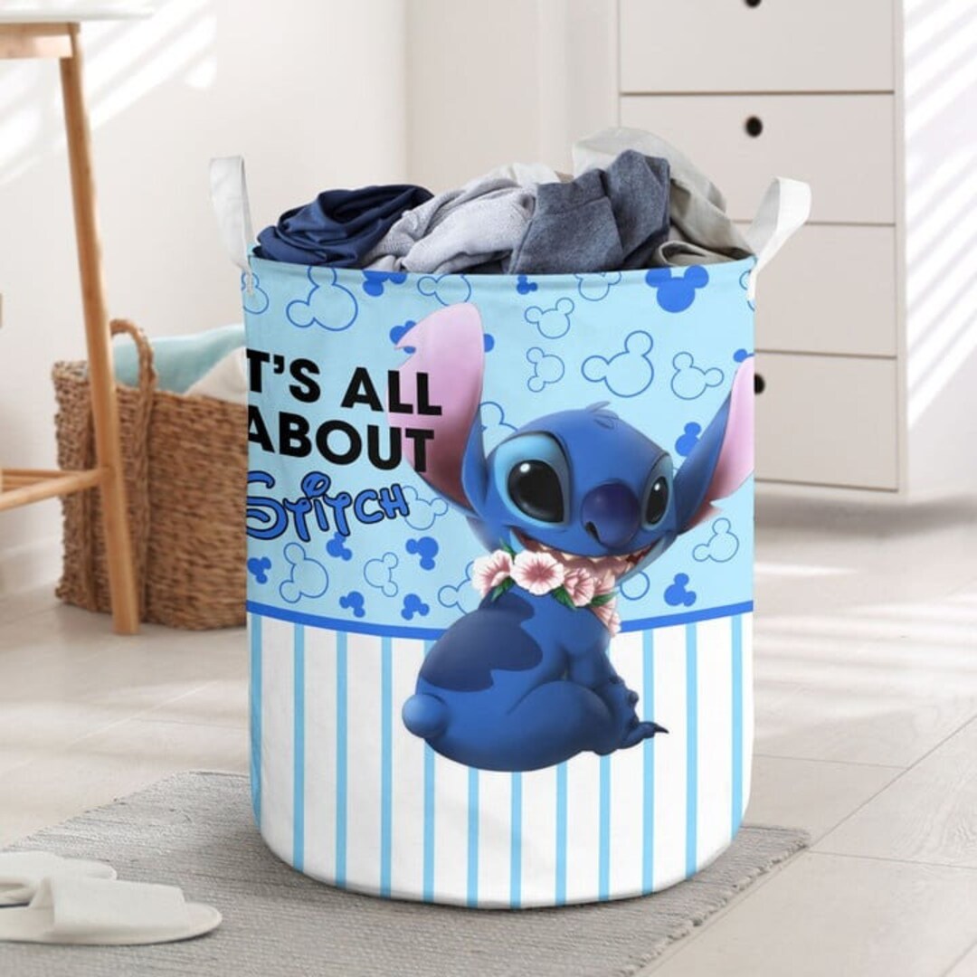 Stitch & Lido Laundry Basket, Stitch Storage Bins, Disney Clothes Basket, Stitch Lover Gift