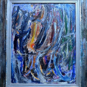 large wall art original painting &quot;Abstract #117 &quot; Expressionism oil on cardboard 19.6 x 15.7 inches 50x40 cm
