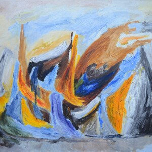 Large Wall Art Original Vintage Abstract Oil Painting 7 Expressionist Canvas 36.2 x 28.7 in 92 x 73 cm Statement Artwork