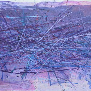 large wall art original vintage painting Abstract #64  Expressionism oil on canvas 19.6 x 36.2 inches 50 x 92 cm