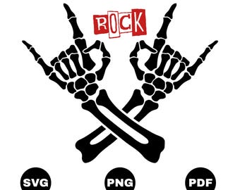 Skeleton Rock Svg, Skeleton Rock on Hands Svg, Skeleton Hands Svg, Cricut Svg, Skeleton Svg, Cut Files, pdf, Png - Instant Digital Download