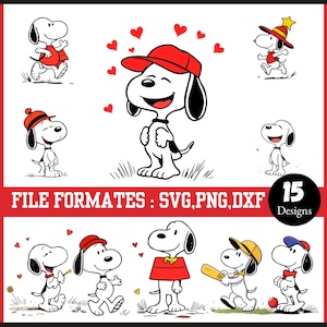 Pacchetto PNG cartoni animati - Pacchetto svg cartoni animati - 15 Snoopy Mega Bundle PNG - Download immediato - File tagliati - PNG e SVG