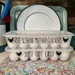 Farmhouse Customized Egg Storage Container, Funny Egg Storage Container, Personalized Egg Container, Dozen Egg Storage, Phrase Egg Container