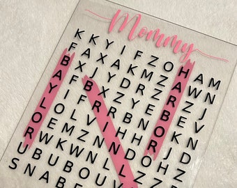 Personalized Name Word Search, Acrylic Word Search, Mother's Day Word Search Gift, Customized Gift Idea for Mom, Acrylic Name Search