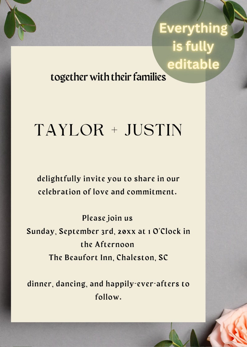 Modern Photo Wedding Invitation Template With QR Code RSVP - Editable ...