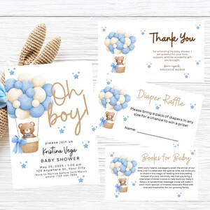 Invitation modifiable de baby shower de | oh boy invitation de fête de naissance | Modèle minimal de baby shower | Evite de baby shower imprimable