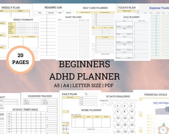 Beginner's ADHD Planner, ADHD Planner Adults, adhd Daily Planner, ADHD planner for work