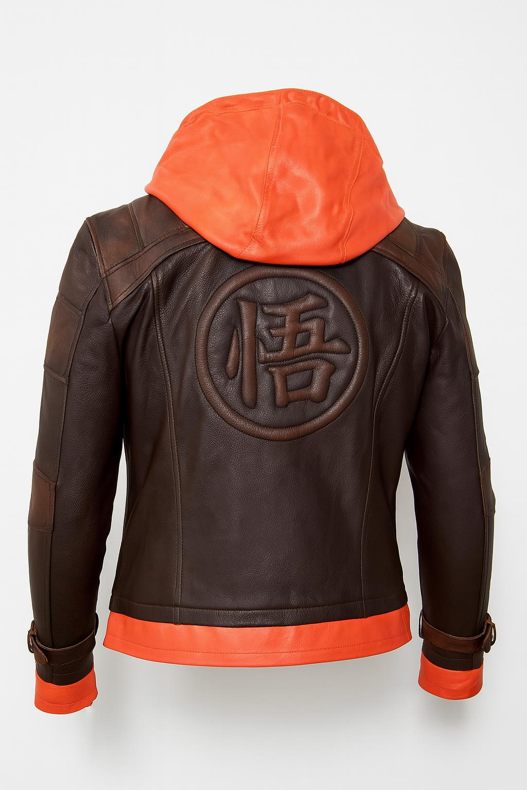 Goku Dragon Ball Z Orange Hooded Mens Brown Leather Jacket - Etsy