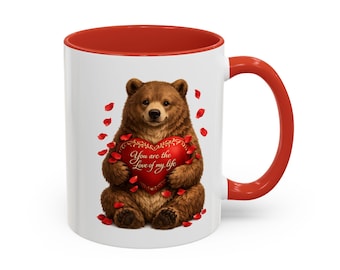 Sweet Romantic Bear with Heart. Love Illustration for Valentines Day Gift