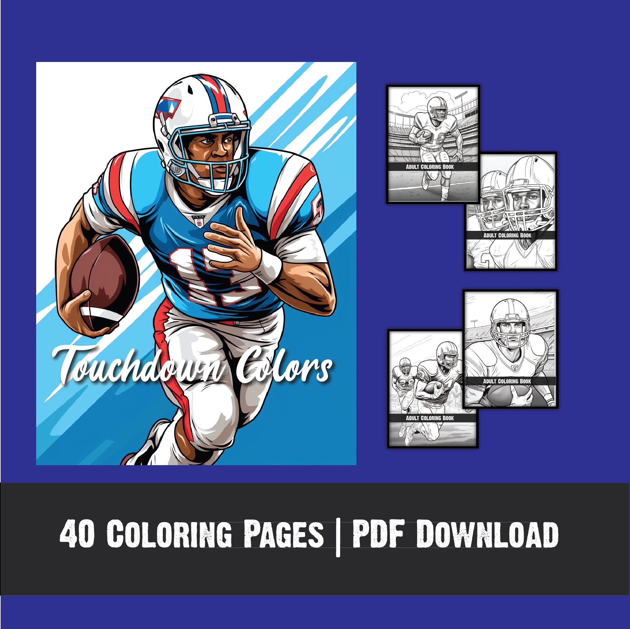 Touchdown Colors Coloring Book: American Football Adult Kids Teens