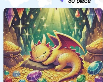 Puzzle schlafender Drache, Juwelen und Edelsteine, 30-teiliges Kinderpuzzle