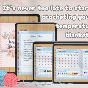 Digital Temperature Blanket Crochet Tracker, 2026 Calendar - Craft Your Year with Colorful Temperature Colors image 1