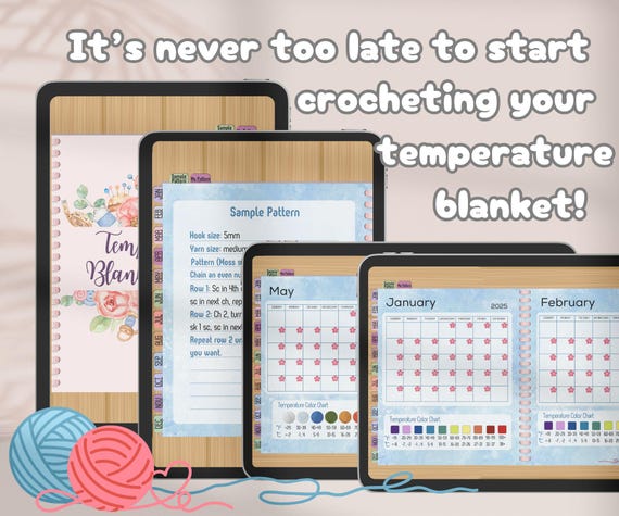 Digital Temperature Blanket Crochet Tracker, 2026 Calendar - Craft Your Year with Colorful Temperature Colors