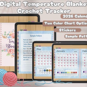 Digital Temperature Blanket Crochet Tracker, 2026 Calendar - Craft Your Year with Colorful Temperature Colors image 2