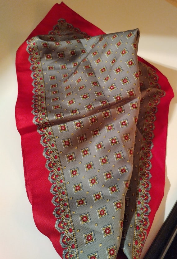 Vintage Red, Grey, with Yellow accents Scarf Desig