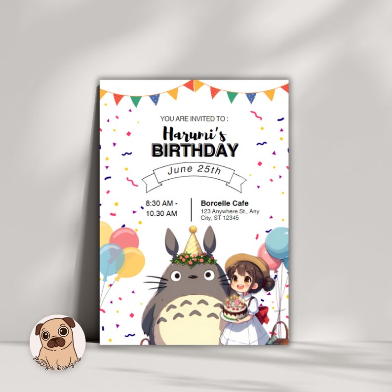 Editable Totoro Birthday Invitation, Printable Totoro Anime Template ...