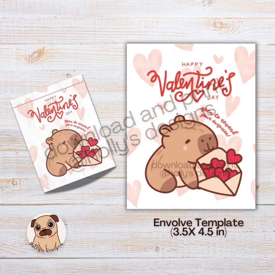 Editable Capybara Valentines Blind Box Template, Envolve Themed, Favor ...