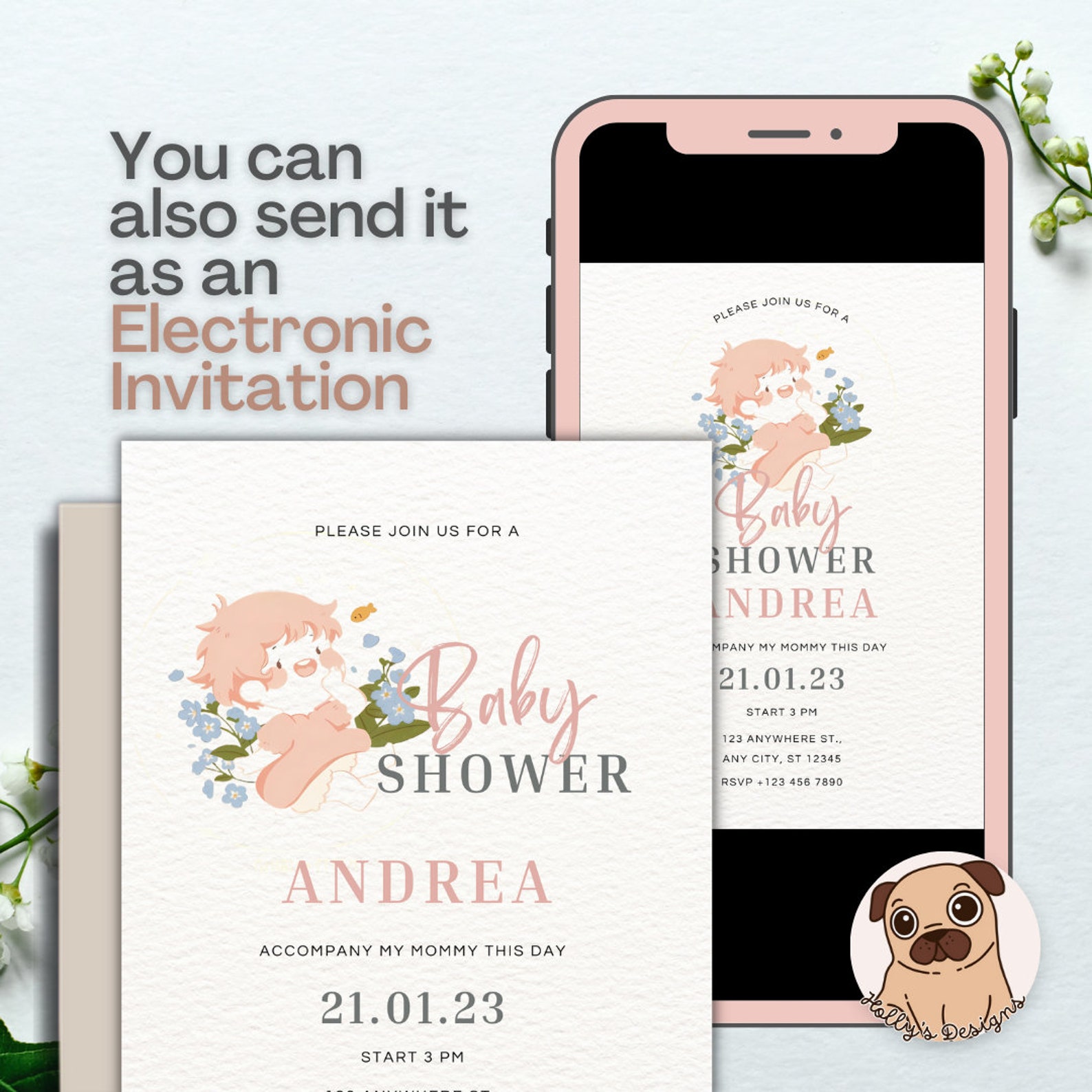 Editable, Ponyo Baby Girl Shower Invitation, Printable Studio Ghibli ...