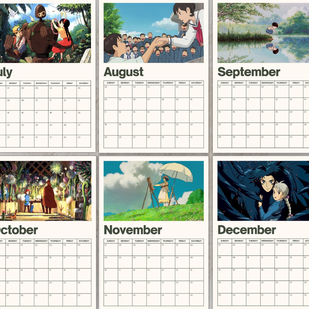 Ghibli Journey, Downloadable Calendar, Ghibli 2024 Calendar, Instant ...
