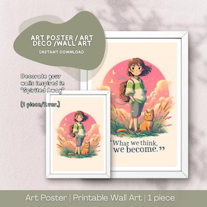 Two sizes | Spirited Away Chihiro Poster, Forest Spirit Gift, Vintage Anime Decor, Poster Wall Decor, Art Wall, Digital Download Printable