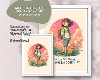 Two sizes | Spirited Away Chihiro Poster, Forest Spirit Gift, Vintage Anime Decor, Poster Wall Decor, Art Wall, Digital Download Printable