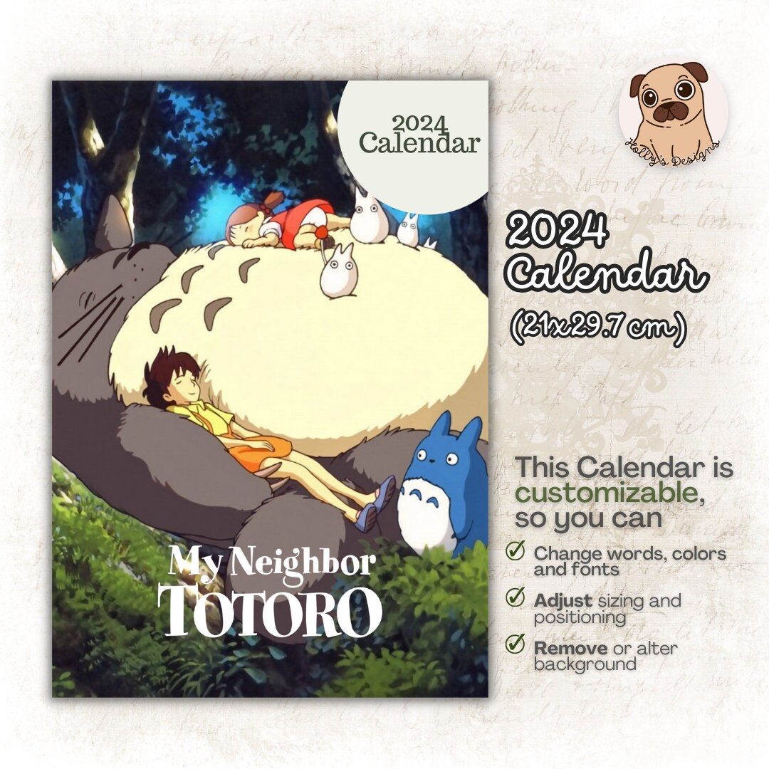 Ghibli Journey, Downloadable Calendar, Ghibli 2024 Calendar, Instant