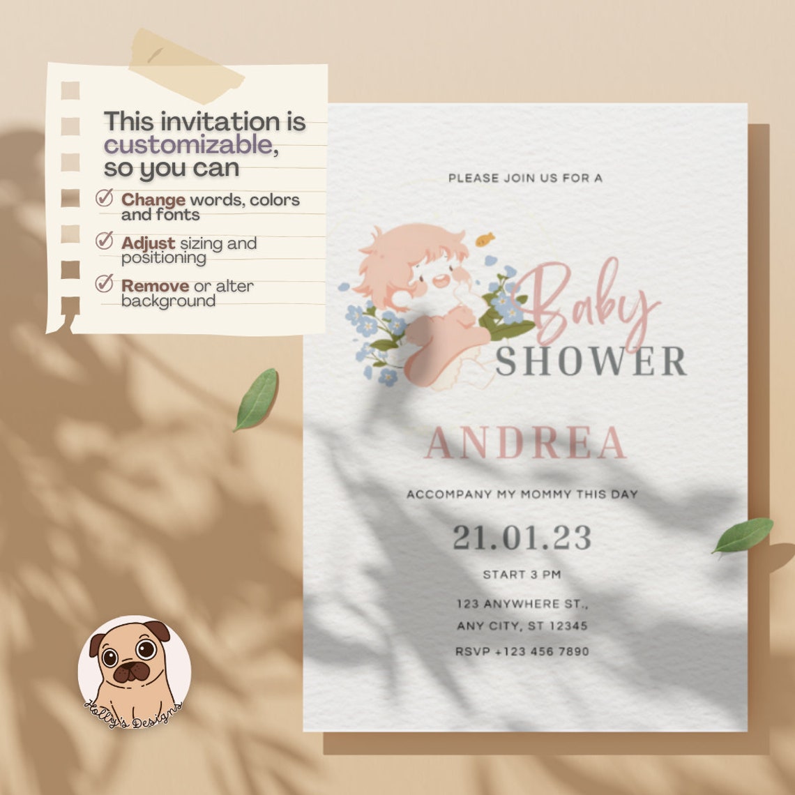 Editable, Ponyo Baby Girl Shower Invitation, Printable Studio Ghibli ...