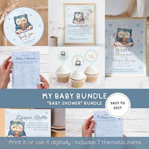 Baby Shower Bundle Snorlax, Bundle Boy Baby Shower Pokemon, Babyspiele, Willkommensschild, Cupcake Topper, Dankeschön-Tag, Windelverlosung