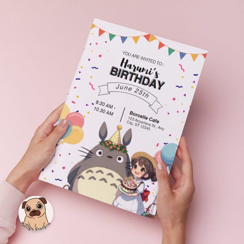 Editable Totoro Birthday Invitation, Printable Totoro Anime Template ...