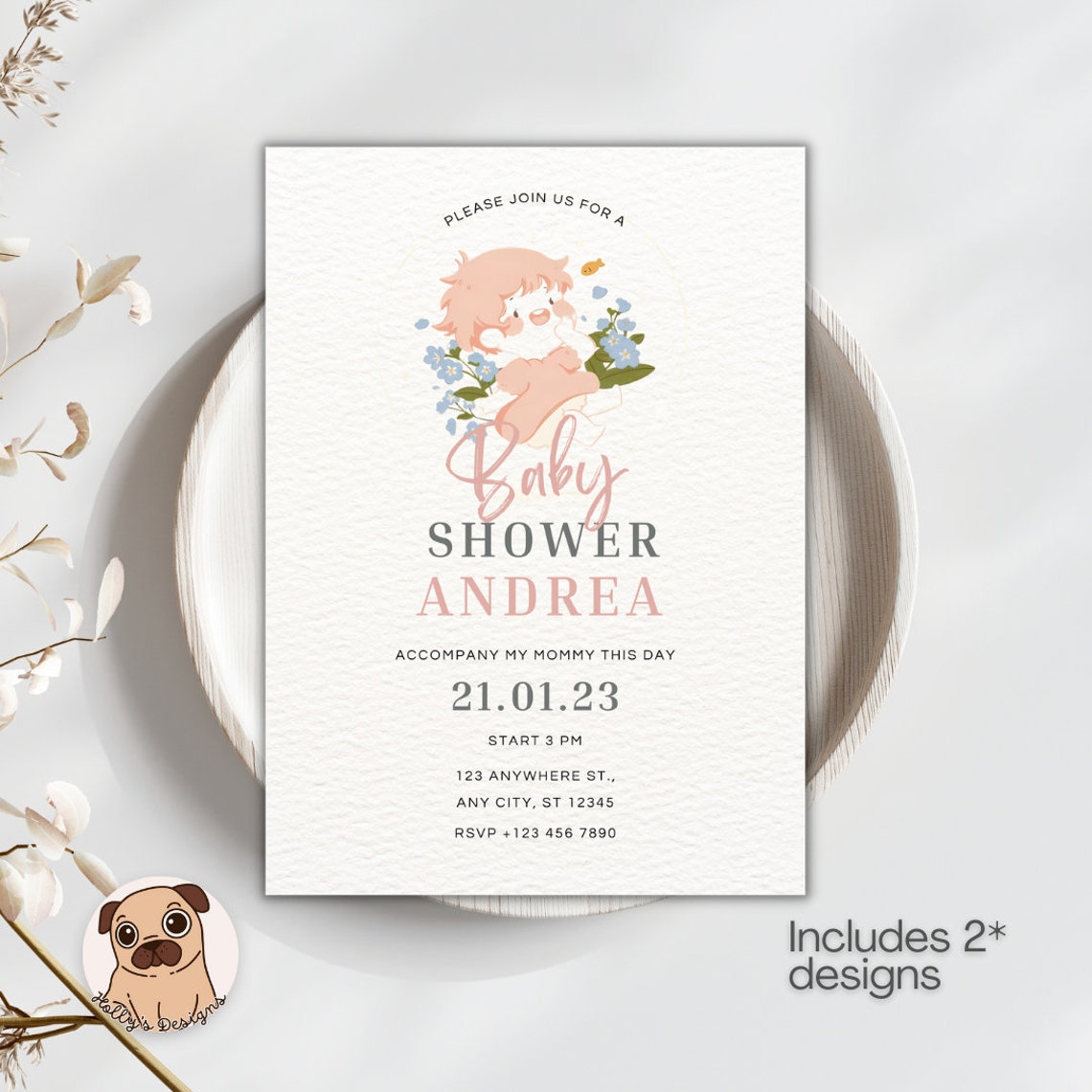 Editable, Ponyo Baby Girl Shower Invitation, Printable Studio Ghibli ...
