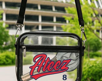ATEEZ Klare Konzerttasche | Kpop Stadion Crossbody für Lightstick | OT8 Baseball Style ATEEZ Merch | Täschchen für Tour & Fanevents