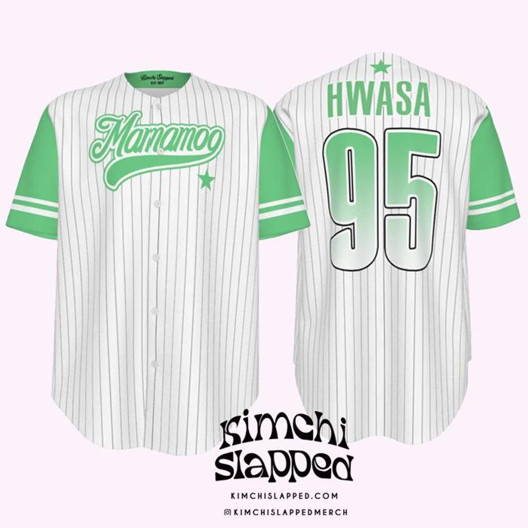 Mamamoo Hwasa Baseball Jersey, Kpop Fan Merch, Green and White
