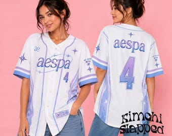 AESPA World Tour Jersey, Kpop Concert Fashion, Aespa Jersey, Kpop Shirt, Kpop Jersey, Aespa Tour Shirt, Aespa Baseball Kpop Jersey