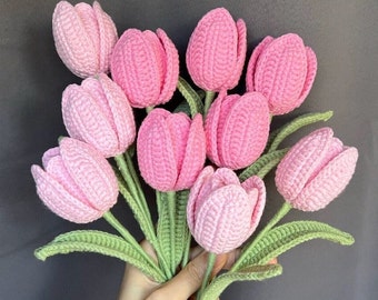 crochet tulip, handmade flower, gift for mother's day, anniversary, birthday, graduation, home decor, knitted flower, single stem tulip