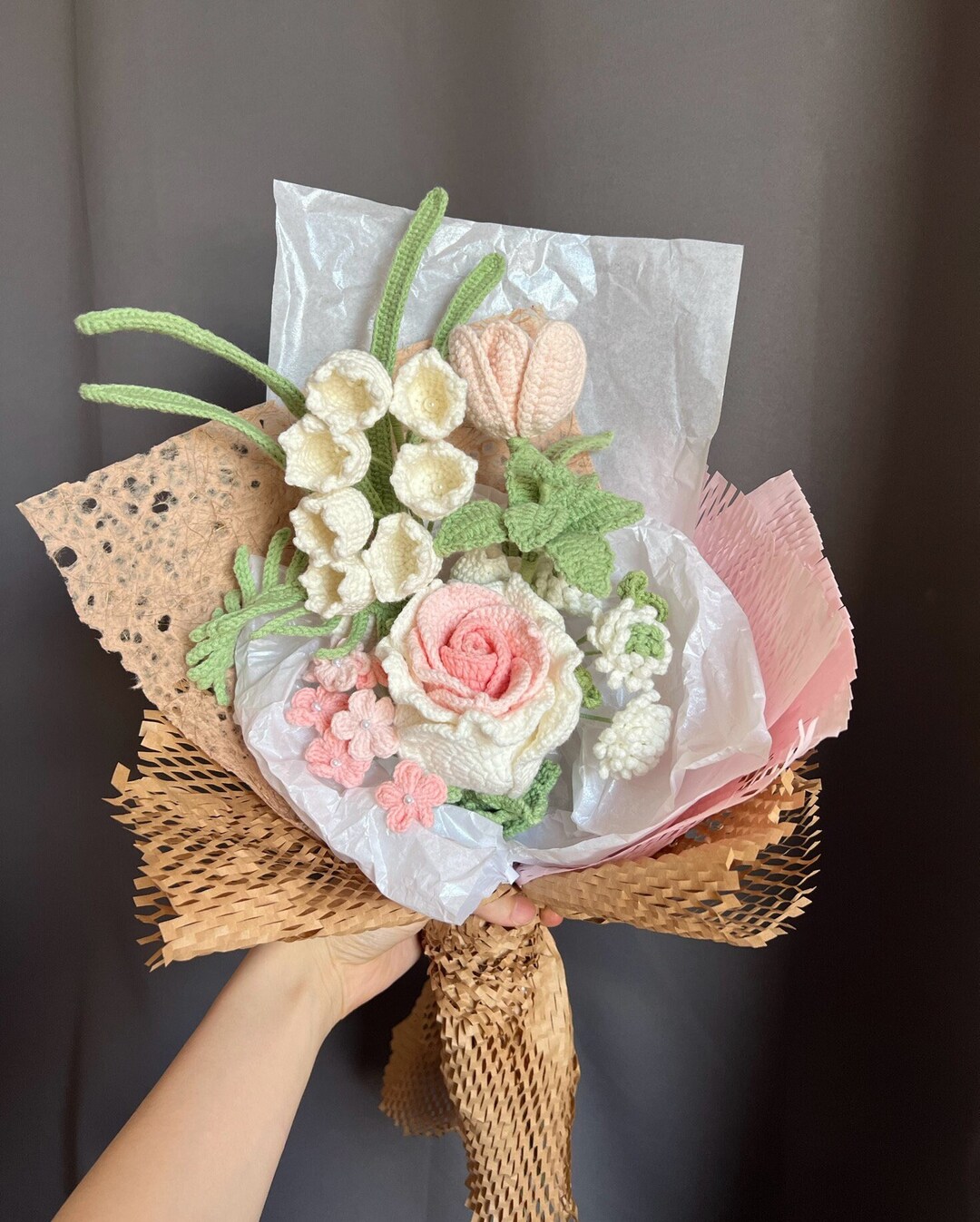 Crochet Rose Bouquets, Handmade Rose, Gift for Mother's Day ...