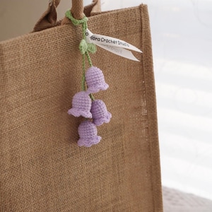 crochet lily of the valley bag charm, car mirror hanger, car decor, handmade bag charm, crochet purse charm, crochet keychain