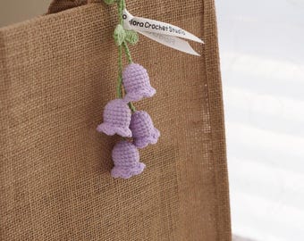 crochet lily of the valley bag charm, car mirror hanger, car decor, handmade bag charm, crochet purse charm, crochet keychain