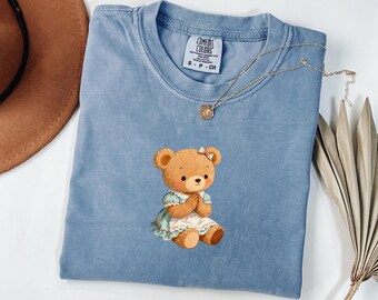 Christian Shirts For Women, Adult Christian Teddy Bear Tee, Prayer Bear, Grandma Core Shirt, Cottagecore Shirt, Christian tee, Gift for her