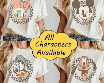 Retro Mickey and Friends Shirt, Retro Disney Trip Shirt, Checkered Mickey Shirt, Retro Mickey Minnie Shirts, Disney Family Vacation Shirt