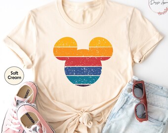 Retro Sunset Mickey Shirt, Colorful Mickey T-Shirt, Magic Kingdom Shirt, Matching Family Travel Shirt, Disneyland, Disneyworld, Minnie Mouse