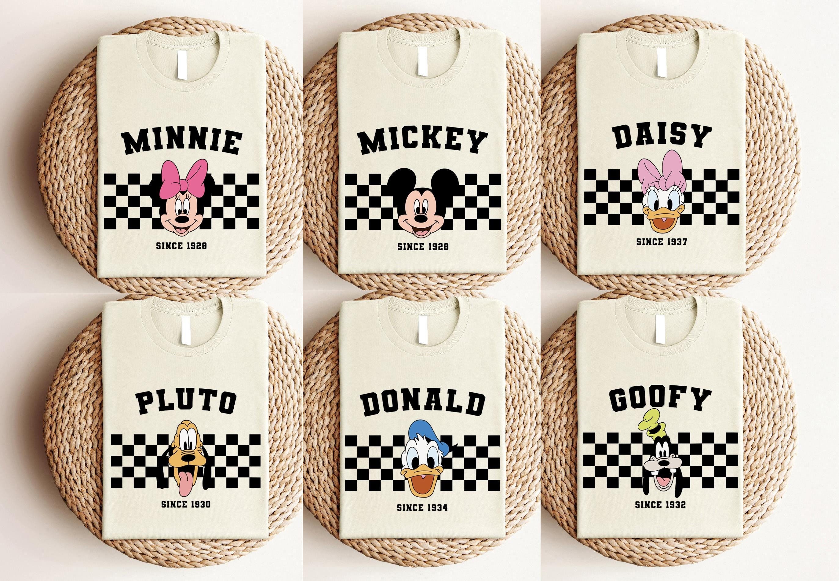 Matching Disney Trip Shirt, Checkered Disney Characters Shirt, Retro Mickey and Friends, Disney Family Vacation, Custom Disney Shirt Gift