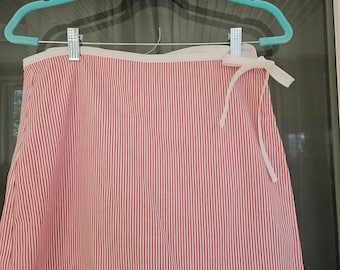 Wrap Skirt - Red Seersucker, Size M/L
