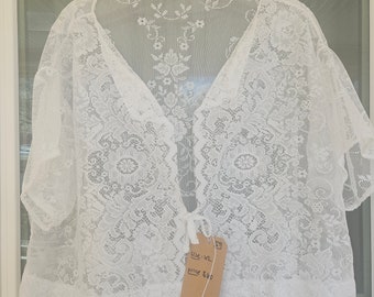 Tie Top - White Lace, Size L/XL