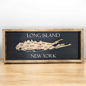Personalized Long Island Wood Sign, Long Island Wall Decor, Custom Coastal Home Sign, Housewarming Gift, Realtor Closing Gift, Hometown Map