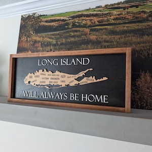 Personalized Long Island Wood Sign, Long Island Wall Decor, Custom Coastal Home Sign, Housewarming Gift, Realtor Closing Gift, Hometown Map