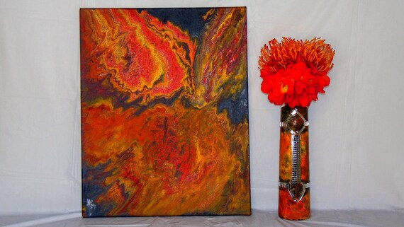 フェニックス：赤、黒、黄色のアクリル絵具による絵画 - Etsy 日本