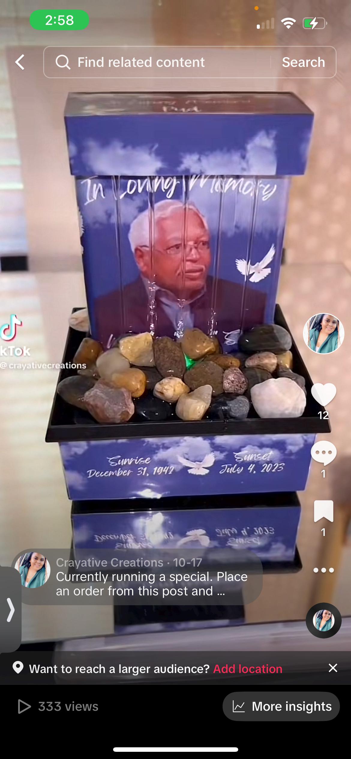 Desktop Memorial Water Fountain