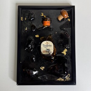 custom bottle of choice mini broken bottle art in black frame